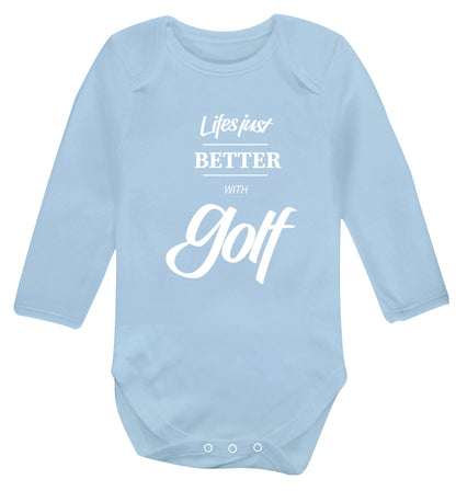 Life is better with golf Baby Vest long sleeved pale blue 6-12 months