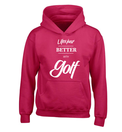 Life is better with golf children's pink hoodie 12-13 Years