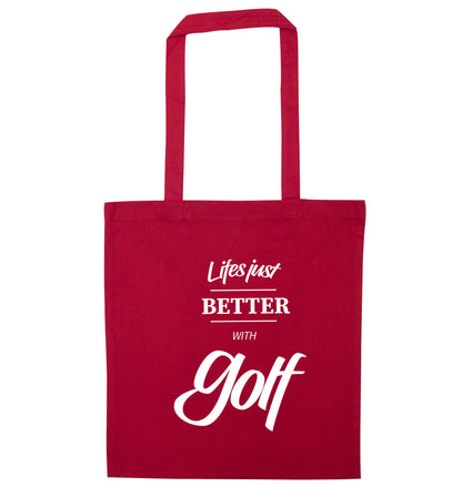 Life is better with golf red tote bag