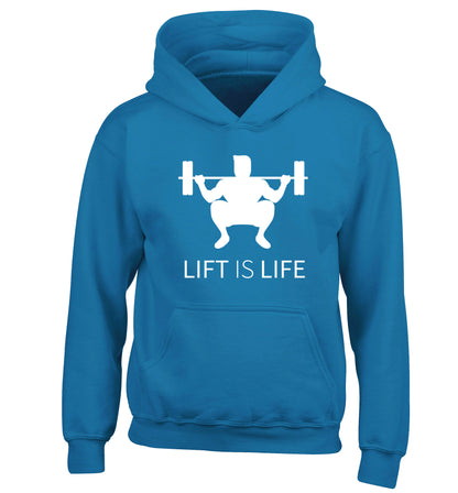 Lift is life children's blue hoodie 12-13 Years