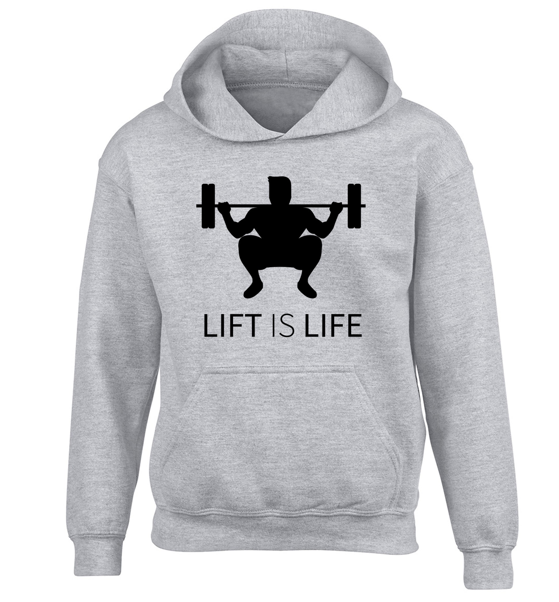 Lift is life children's grey hoodie 12-13 Years