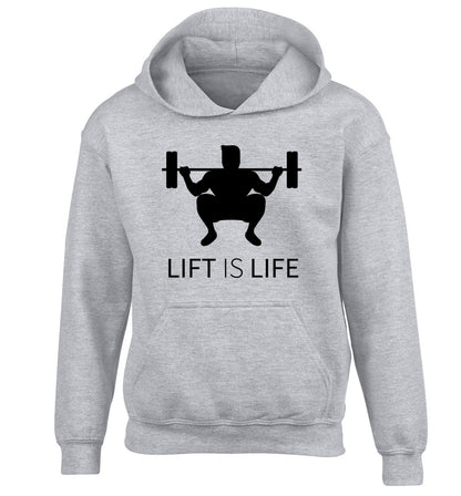 Lift is life children's grey hoodie 12-13 Years