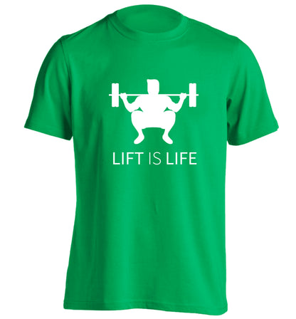 Lift is life adults unisex green Tshirt 2XL