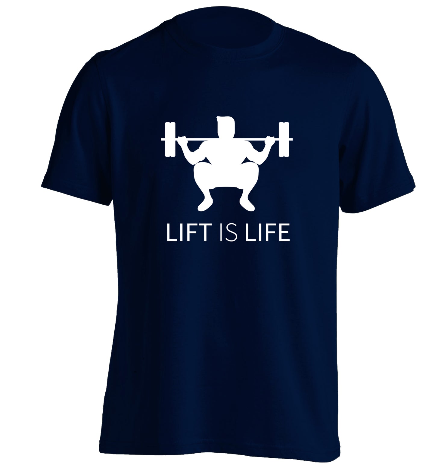 Lift is life adults unisex navy Tshirt 2XL
