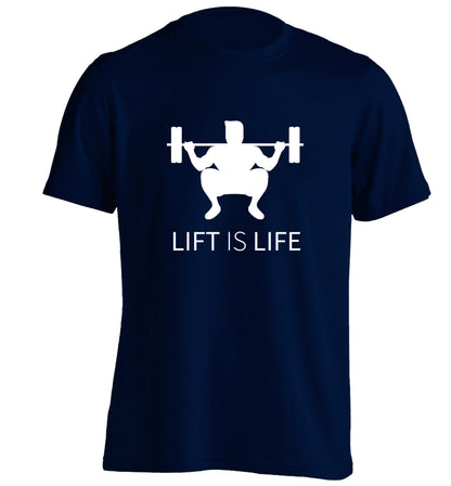 Lift is life adults unisex navy Tshirt 2XL