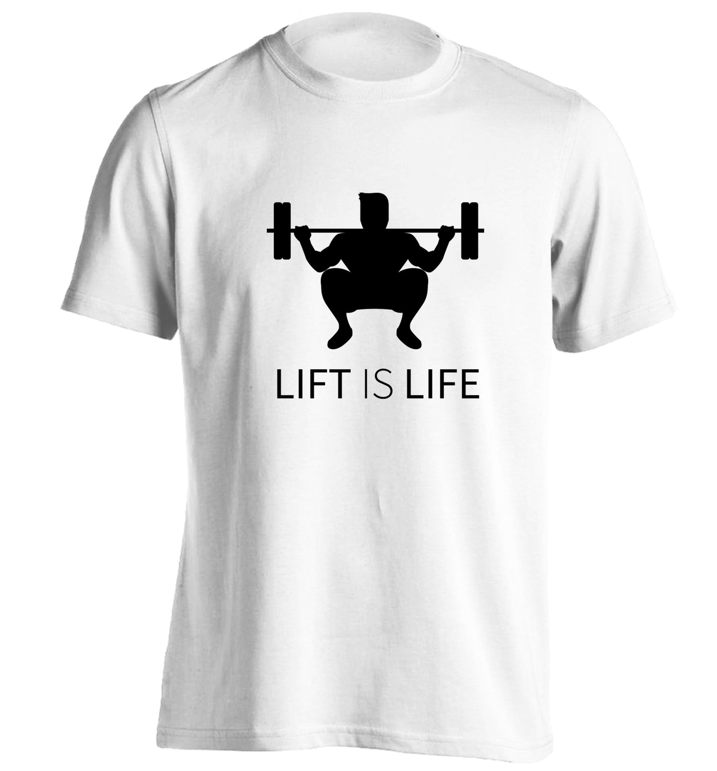 Lift is life adults unisex white Tshirt 2XL