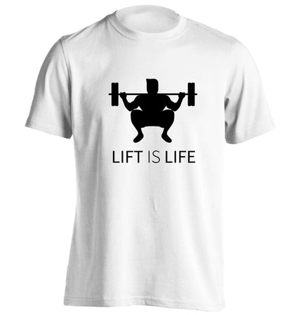 Lift is life adults unisex white Tshirt 2XL