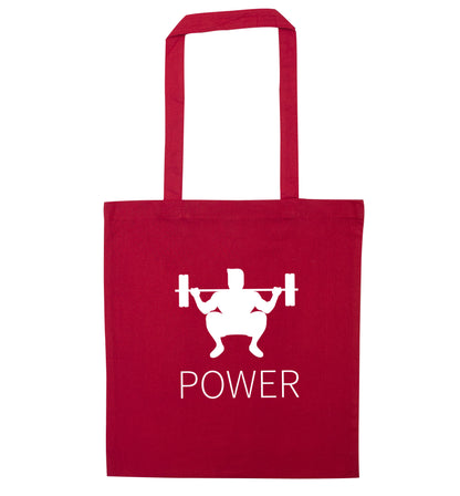 Lift power red tote bag