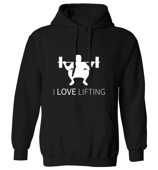 I Love Lifting adults unisex black hoodie 2XL
