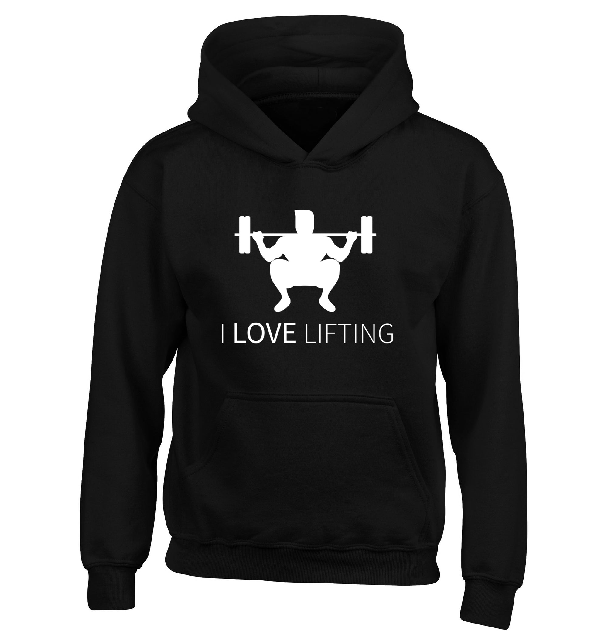 I Love Lifting children's black hoodie 12-13 Years