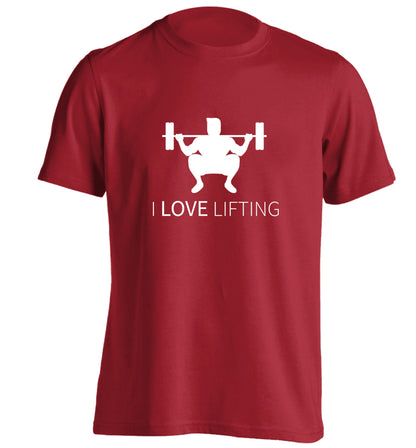 I Love Lifting adults unisex red Tshirt 2XL