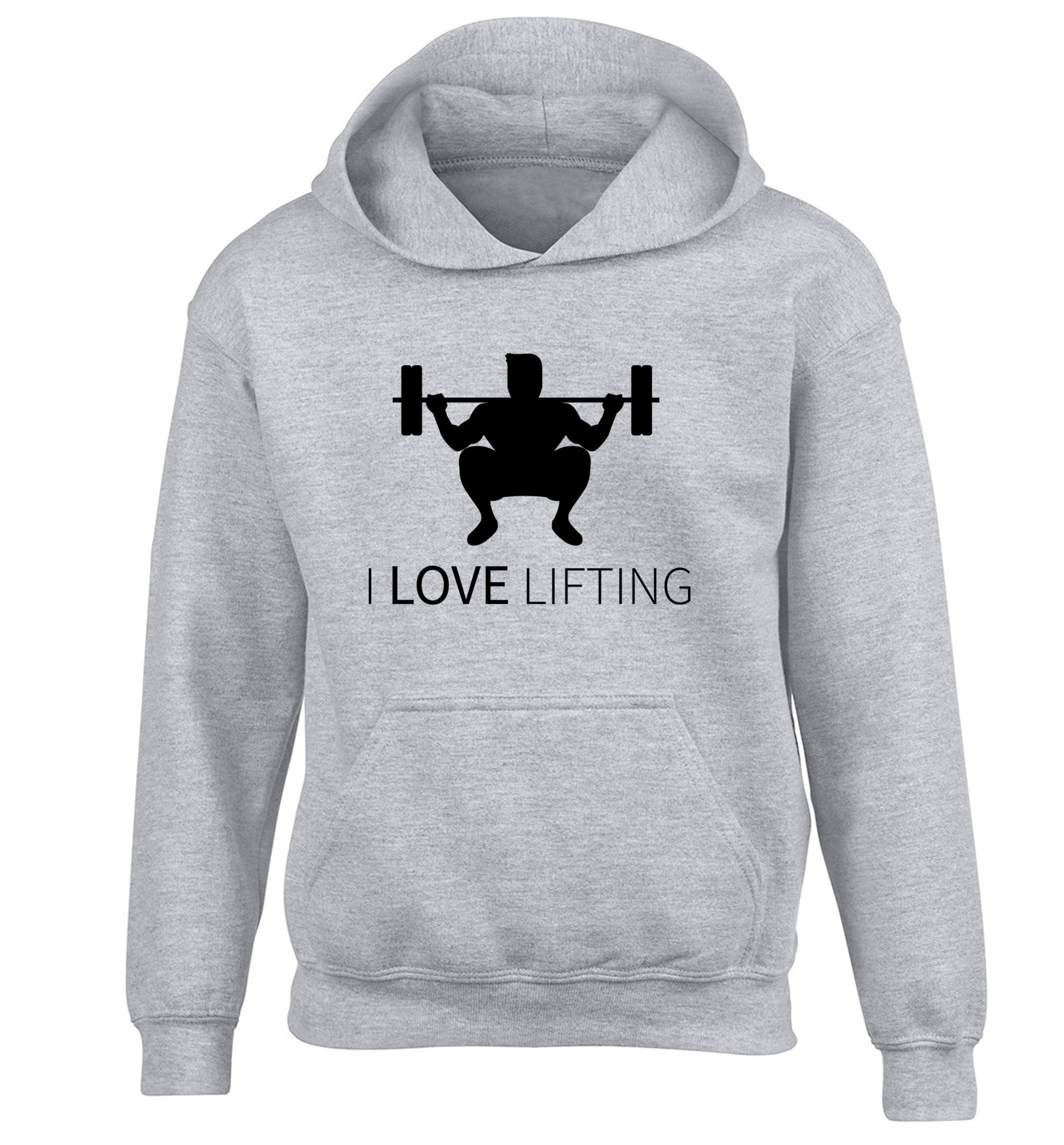 I Love Lifting children's grey hoodie 12-13 Years