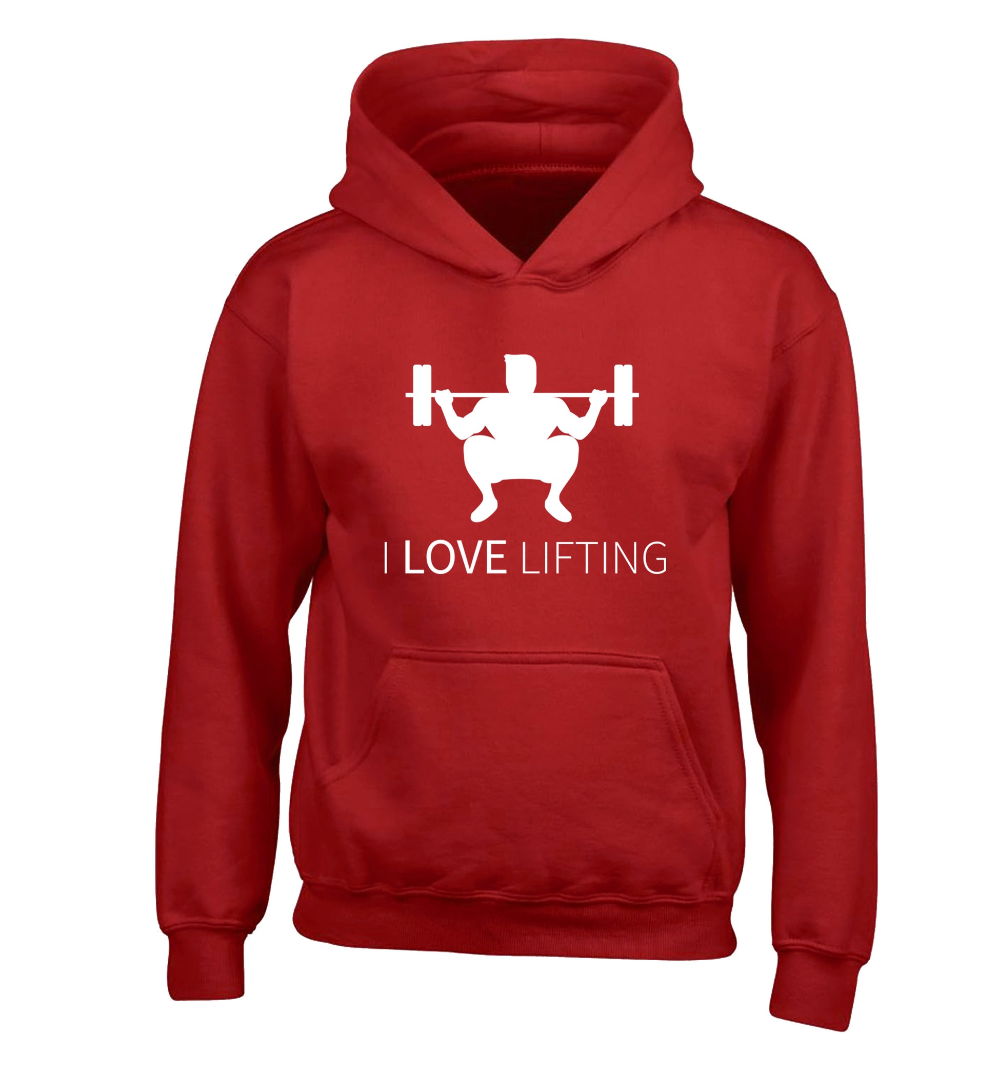 I Love Lifting children's red hoodie 12-13 Years
