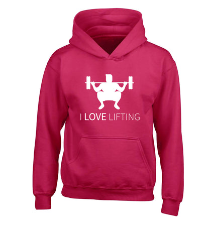 I Love Lifting children's pink hoodie 12-13 Years