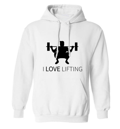 I Love Lifting adults unisex white hoodie 2XL