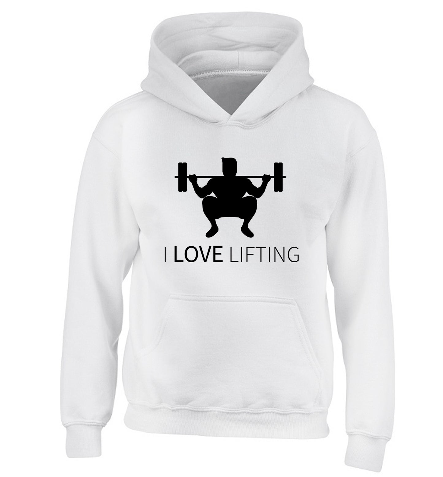 I Love Lifting children's white hoodie 12-13 Years