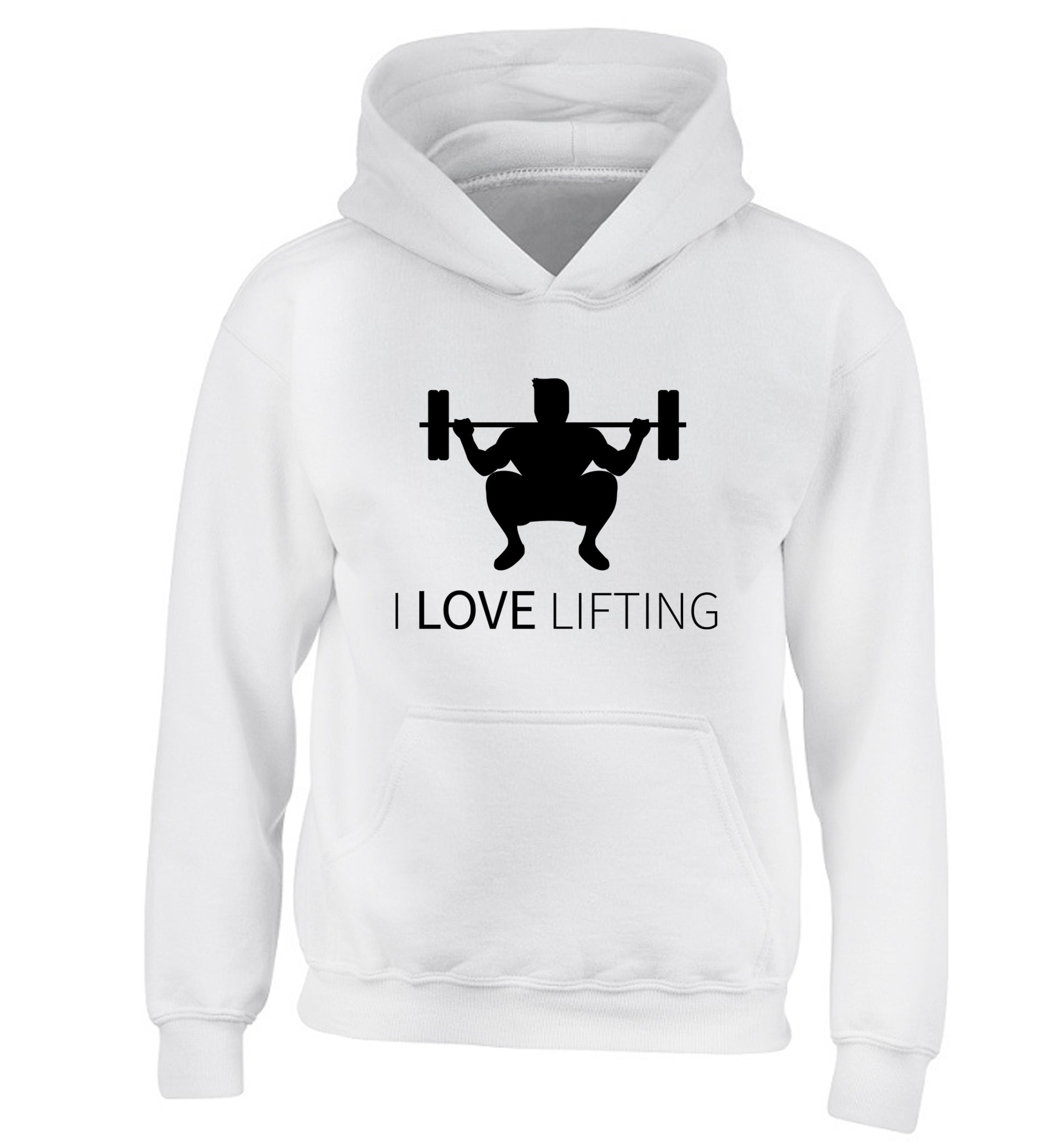 I Love Lifting children's white hoodie 12-13 Years