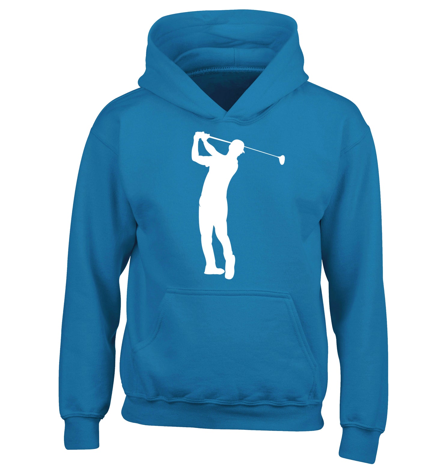Golfer Illustration children's blue hoodie 12-13 Years