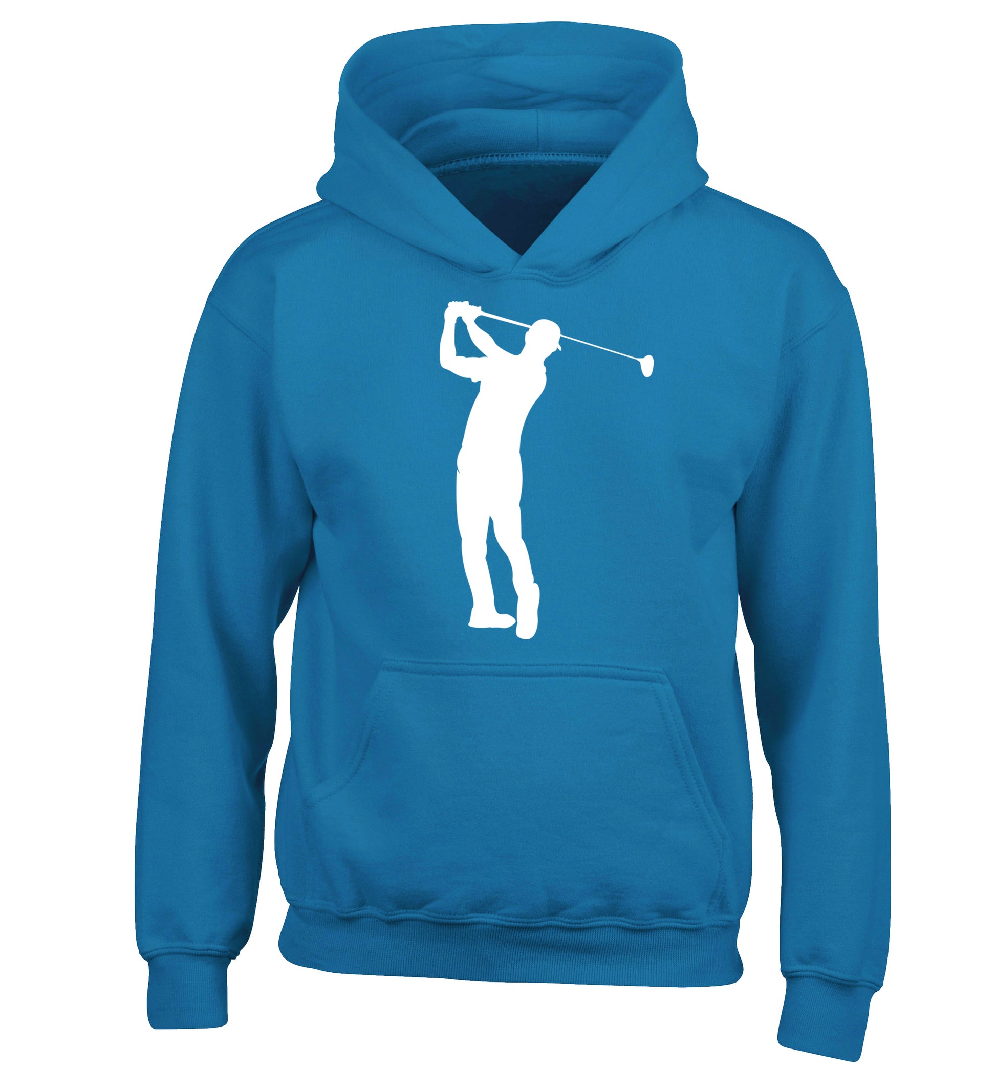 Golfer Illustration children's blue hoodie 12-13 Years