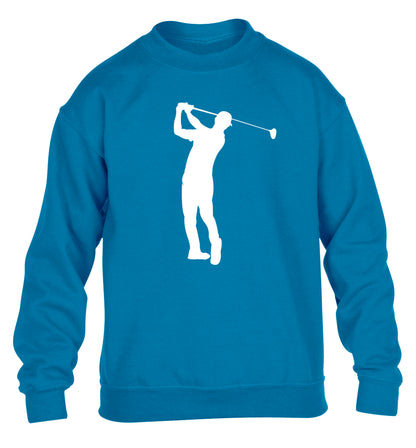 Golfer Illustration children's blue sweater 12-13 Years