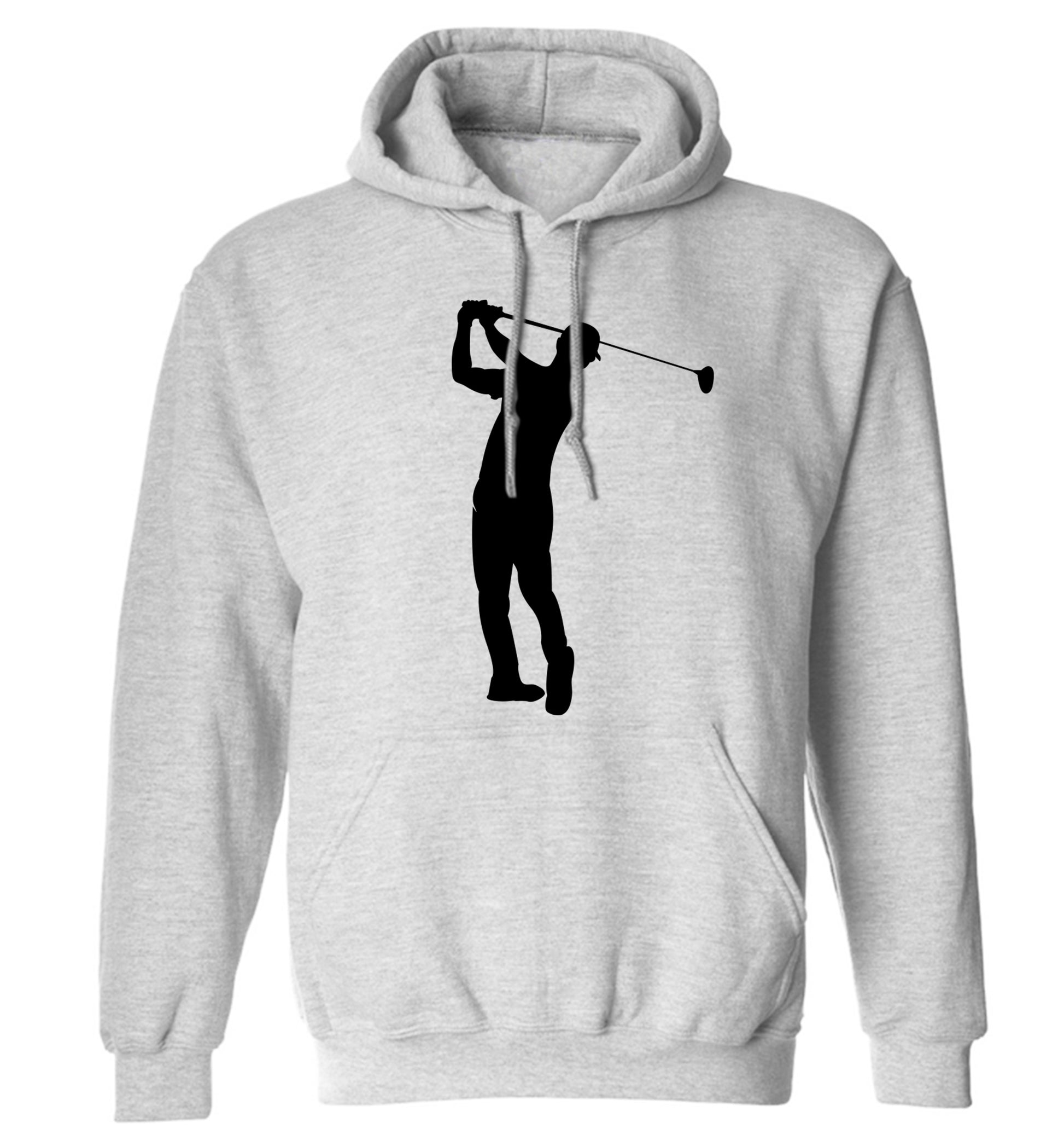 Golfer Illustration adults unisex grey hoodie 2XL