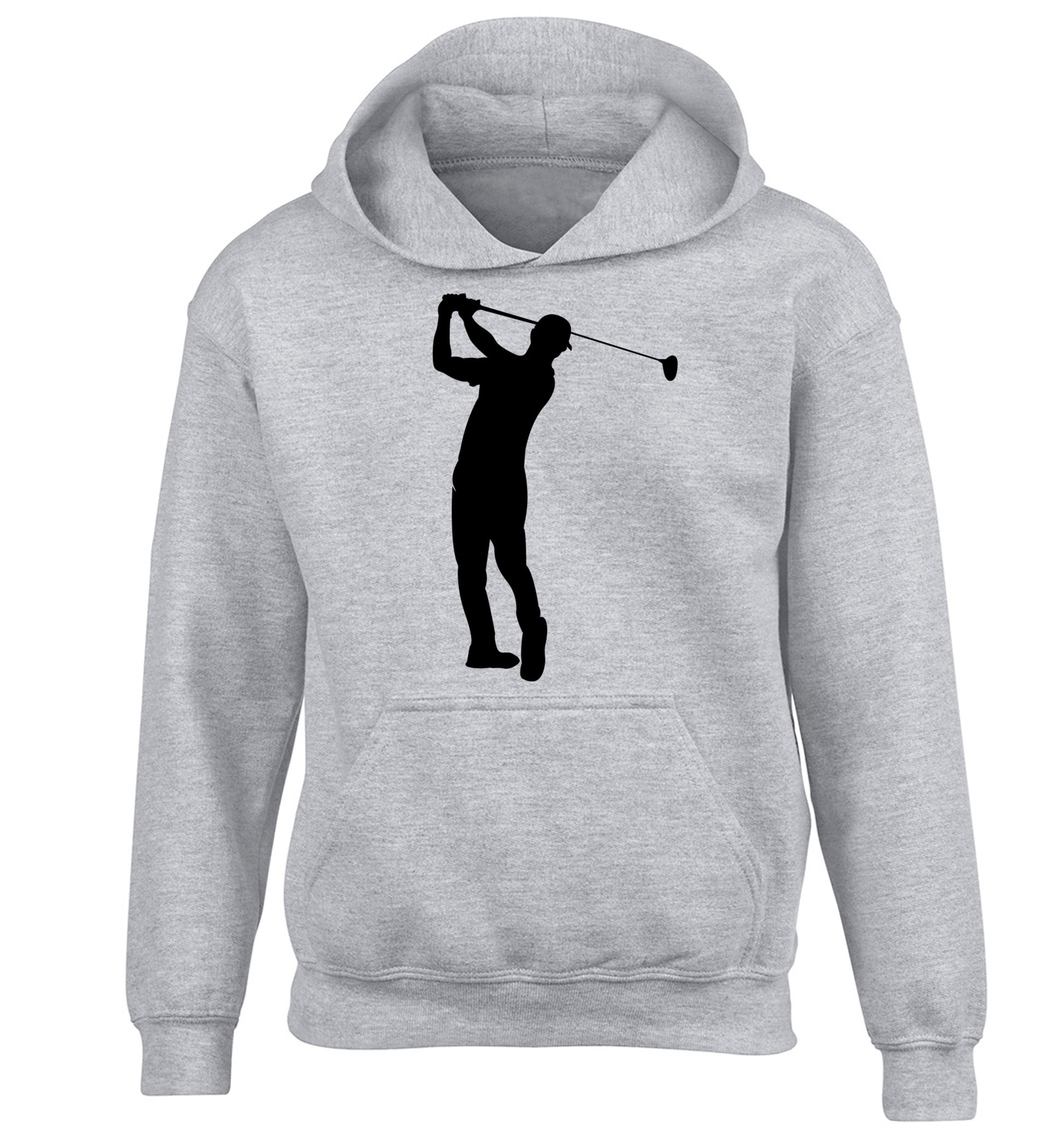 Golfer Illustration children's grey hoodie 12-13 Years