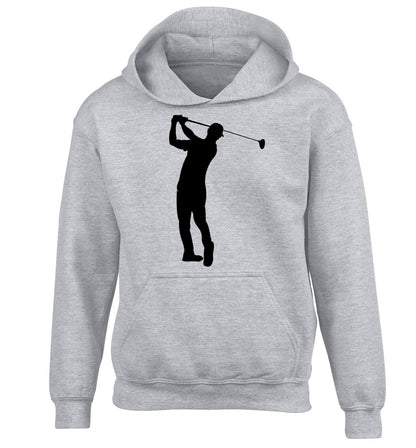 Golfer Illustration children's grey hoodie 12-13 Years