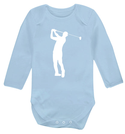 Golfer Illustration Baby Vest long sleeved pale blue 6-12 months