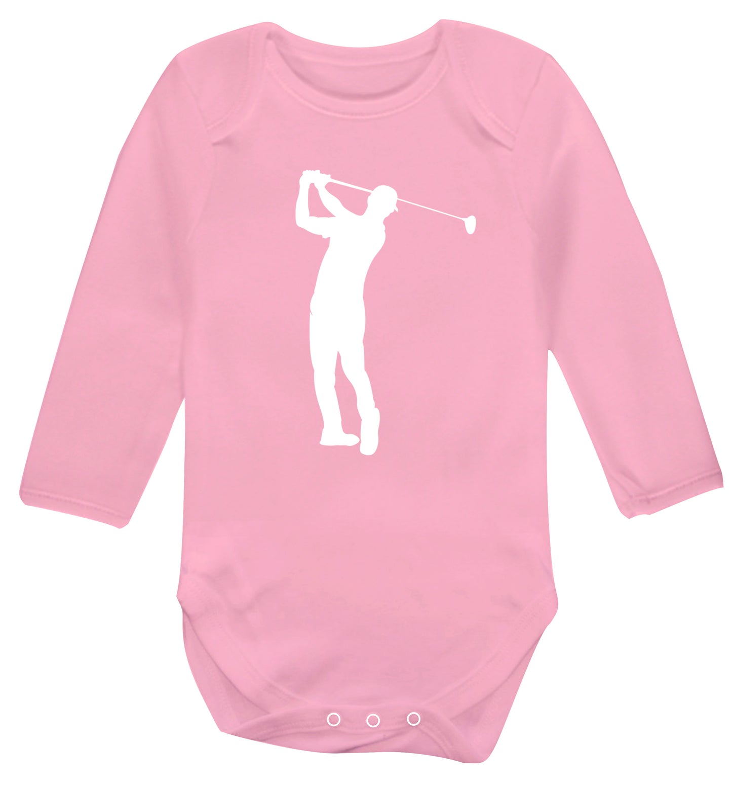 Golfer Illustration Baby Vest long sleeved pale pink 6-12 months