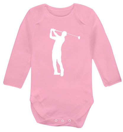 Golfer Illustration Baby Vest long sleeved pale pink 6-12 months