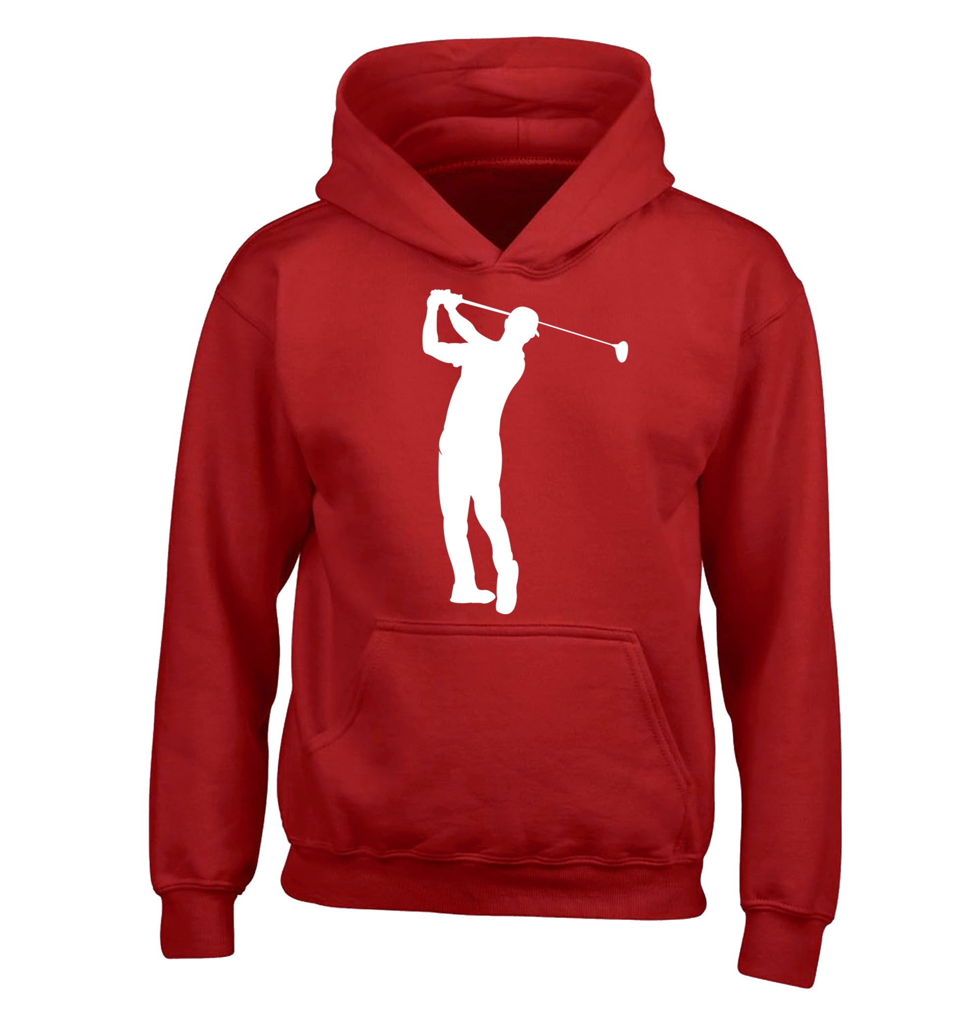 Golfer Illustration children's red hoodie 12-13 Years