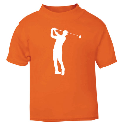 Golfer Illustration orange Baby Toddler Tshirt 2 Years