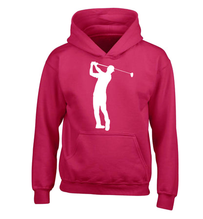 Golfer Illustration children's pink hoodie 12-13 Years