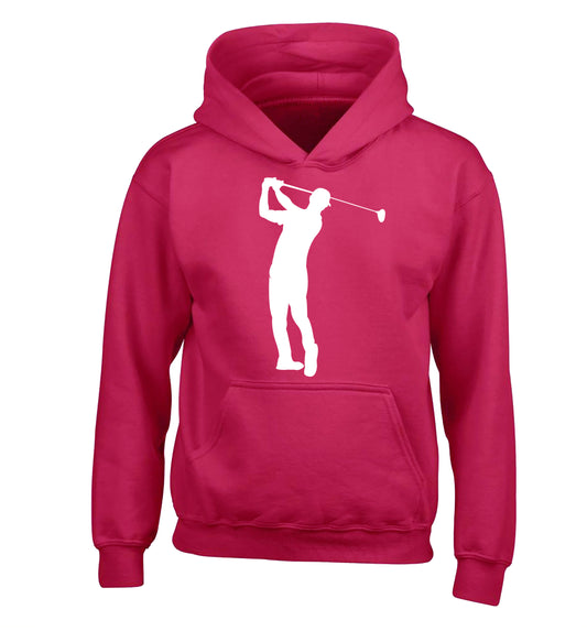 Golfer Illustration children's pink hoodie 12-13 Years