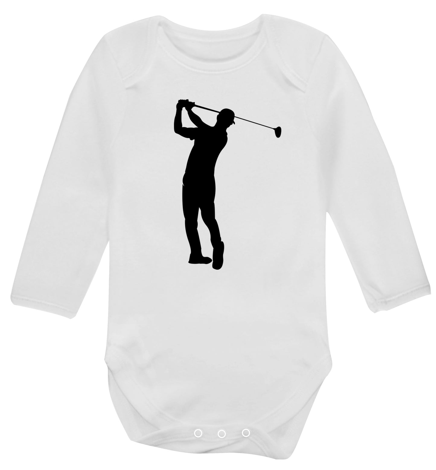 Golfer Illustration Baby Vest long sleeved white 6-12 months
