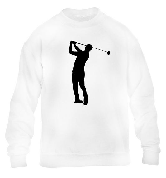 Golfer Illustration children's white sweater 12-13 Years