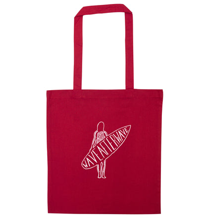 Wave after wave red tote bag