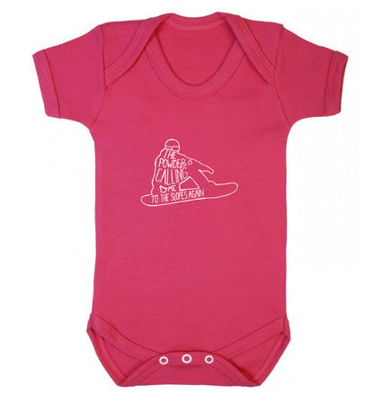 The powder is calling me to the slopes again Baby Vest dark pink 18-24 months