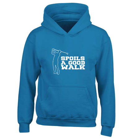 Golf spoils a good walk children's blue hoodie 12-13 Years