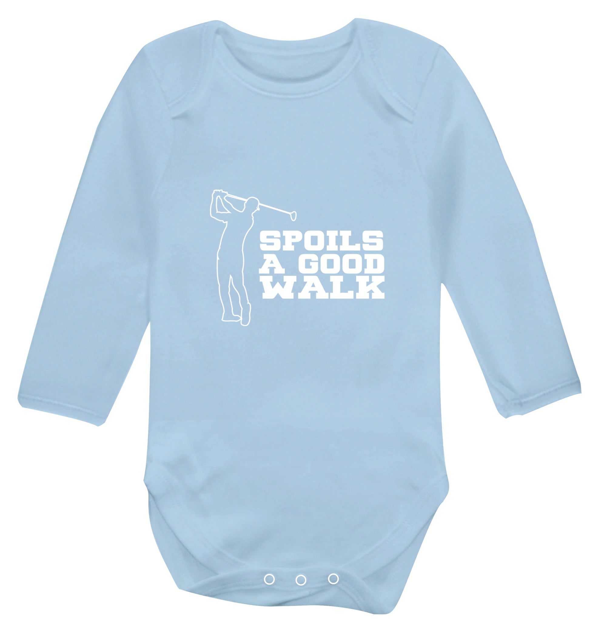 Golf spoils a good walk Baby Vest long sleeved pale blue 6-12 months