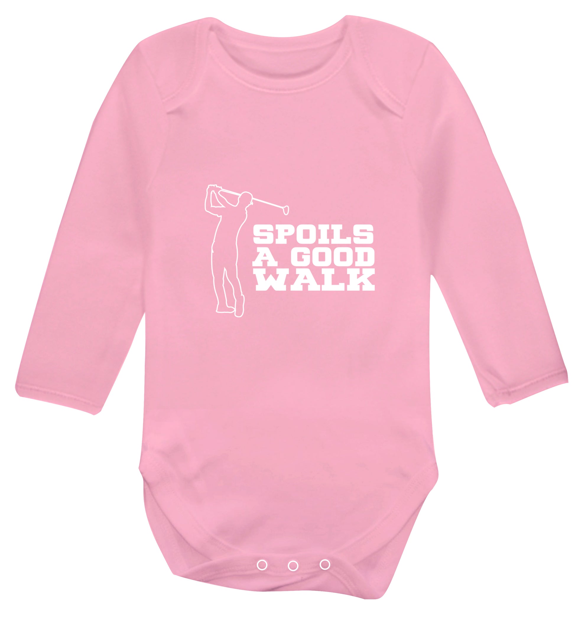Golf spoils a good walk Baby Vest long sleeved pale pink 6-12 months