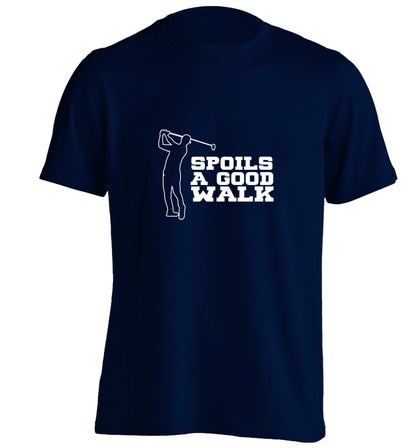 Golf spoils a good walk adults unisex navy Tshirt 2XL