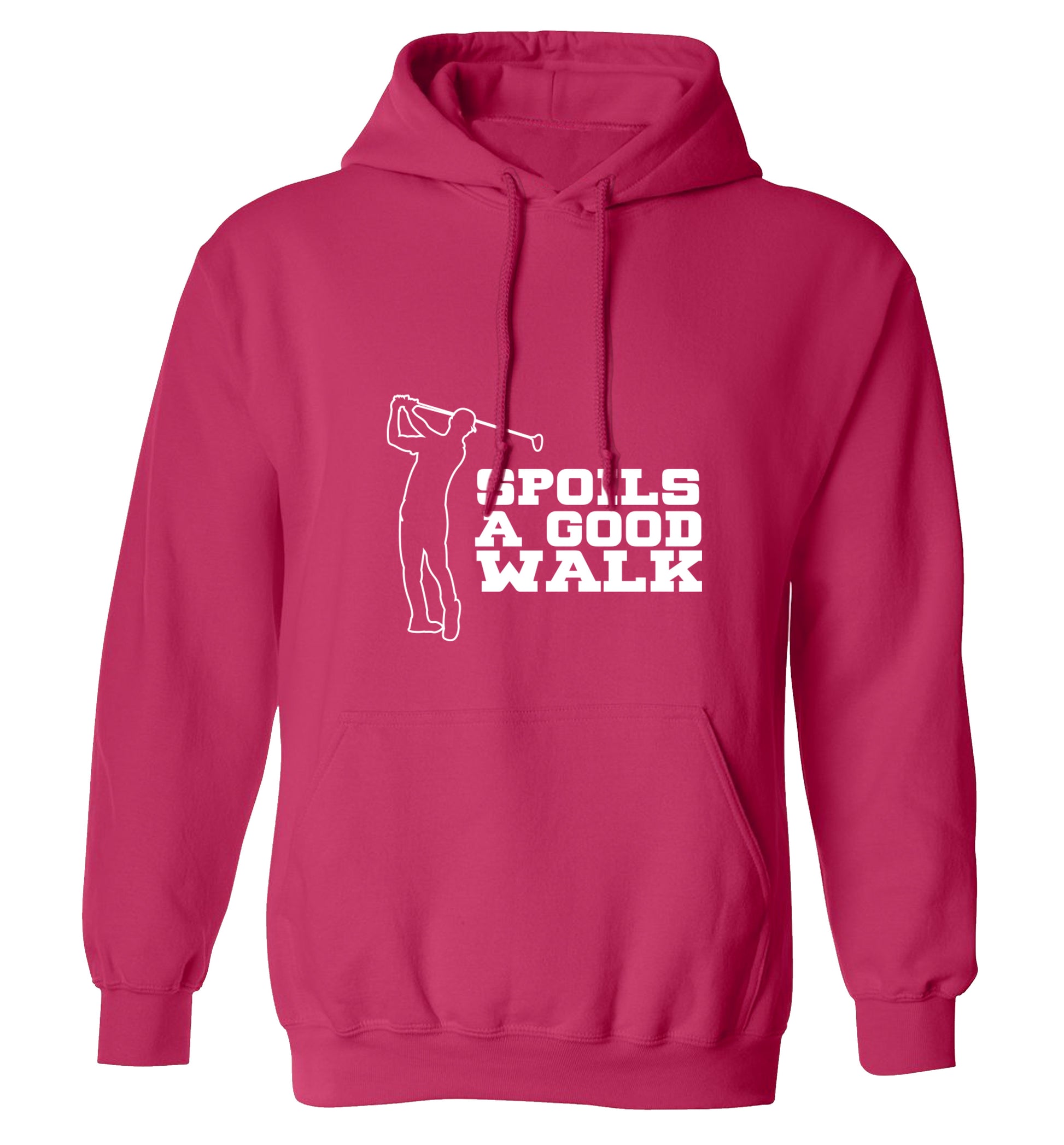 Golf spoils a good walk adults unisex pink hoodie 2XL