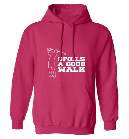 Golf spoils a good walk adults unisex pink hoodie 2XL