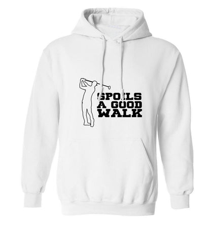 Golf spoils a good walk adults unisex white hoodie 2XL