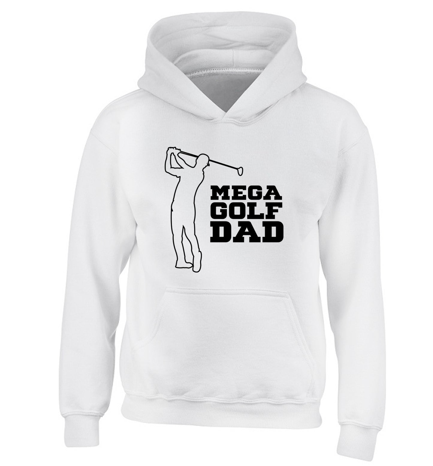 Mega golfing dad children's white hoodie 12-13 Years