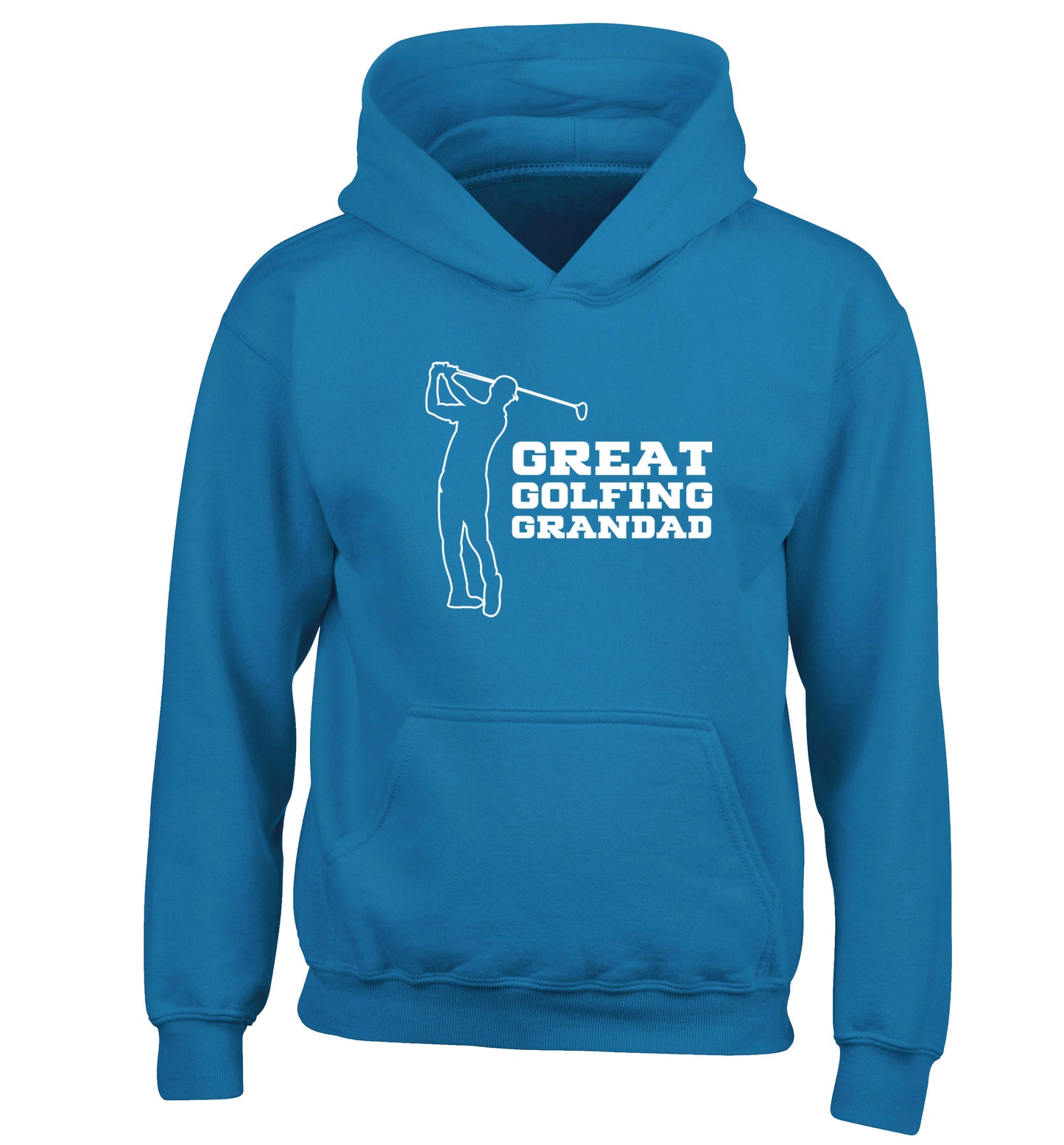 Great Golfing Grandad children's blue hoodie 12-13 Years