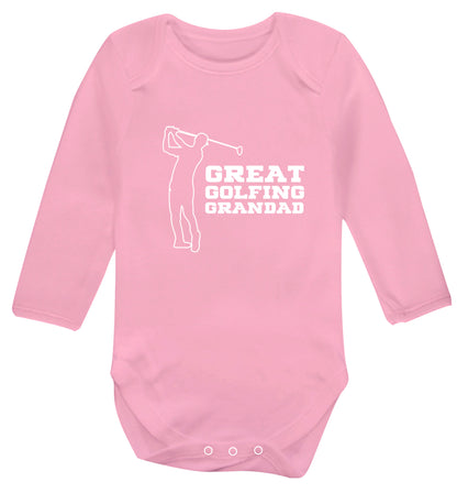 Great Golfing Grandad Baby Vest long sleeved pale pink 6-12 months