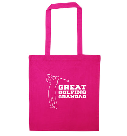 Great Golfing Grandad pink tote bag