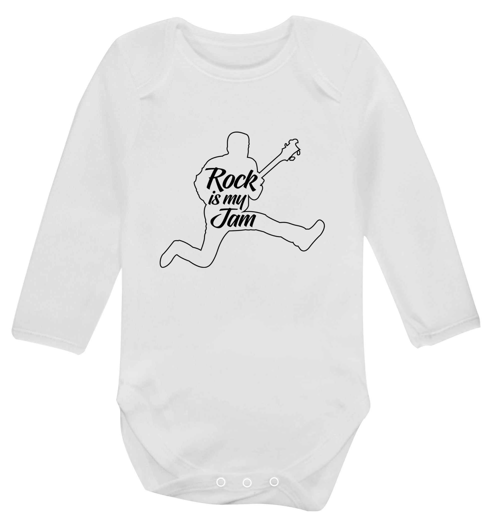 Rock is my jam Baby Vest long sleeved white 6-12 months